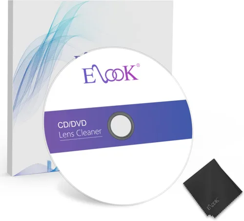 Elook Limpiador de reproductor de CD, disco de limpieza de lentes láser para reproductor de CD/VCD/DVD, paño de microfibra incluido.