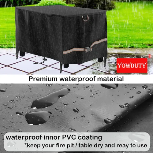 Vista 3 de Funda rectangular para mesa de fogata de gas propano de 44x28x24 pulgadas, impermeable de servicio pesado 600D, funda rectangular para chimenea