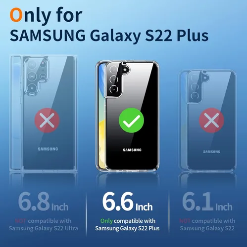 Vista 6 de Meifigno Funda transparente para Samsung Galaxy S22+ Plus (6.6 pulgadas), [20 veces antiamarilleo]