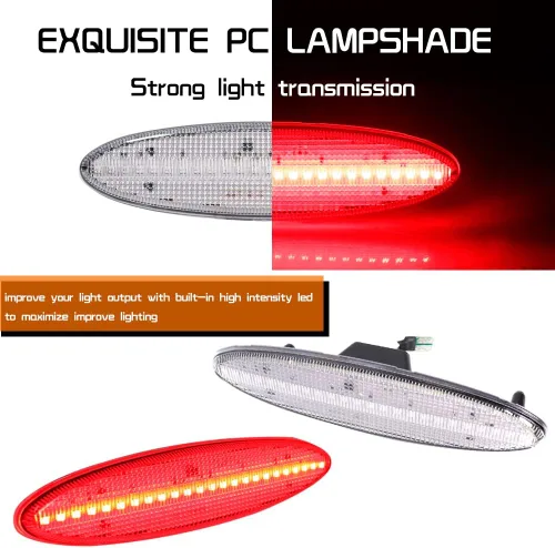 Vista 2 de Kit de lente transparente negro claro LED rojo completo compatible con Chevrolet Corvette C5 1997-2004 Reemplazar OEM parachoques trasero lateral