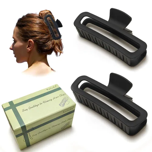 Vista 9 de Pinzas rectangulares para el cabello grandes, 4 pulgadas, cuadradas, transparentes, antideslizantes, clip de mandíbula grande, multicolor