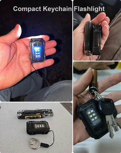 Vista 6 de Linterna LED de Bolsillo Recargable, Linterna de 500 Lúmenes en Llavero, Luz Pequeña EDC para Trabajo Nocturno, Correr, Caminar, Acampar, Pescar