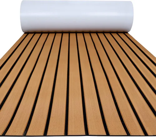 FOCEAN Boat Flooring EVA Foam Boat Decking Faux Teak Marine Flooring Marine Mat Sheet for Motorboat Jon Boats Bass Boat RV Kayak, 94.5"x