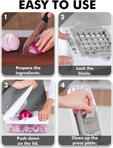 Vista 4 de Vegetable Chopper, Food Chopper Onion Chopper Vegetable Cutter, Kitchen Veggie Chopper Dicer with Container for Carrot Garlic Salad Potato