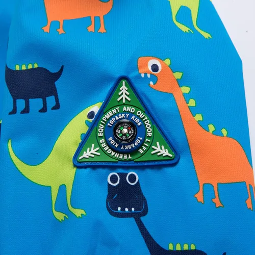 Vista 6 de Chaqueta impermeable con capucha para niños y niñas, chubasqueros para exteriores, rompevientos y dinosaurios, chaqueta de lluvia