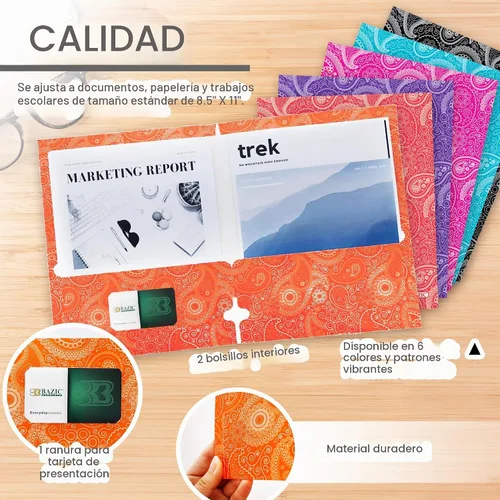 Vista 5 de BAZIC Products Carpeta de papel de camuflaje con 2 bolsillos, juego de 6 Camuflaje - 6 colores surtidos
