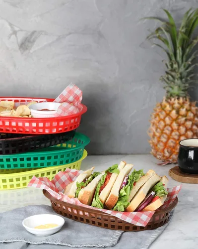 Vista 8 de New Star Foodservice 44041 - Cestas de comida rápida, 10.5 x 7 pulgadas, juego de 12, color negro