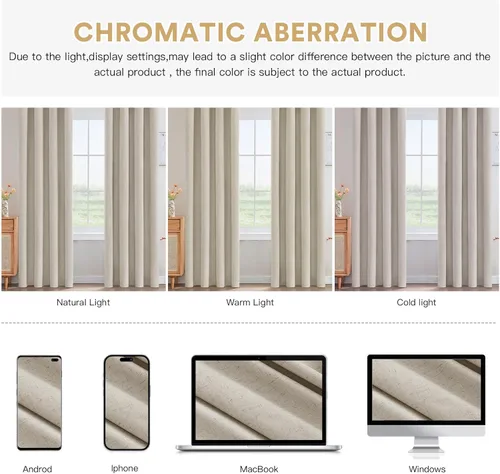 Vista 32 de Primitive - Cortinas opacas 100 % de lino texturizado natural para dormitorio, sala de estar, cortinas para ahorra energía, tela de arpillera