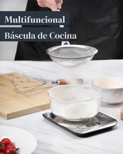 Vista 6 de Báscula de alimentos, báscula digital de cocina de 11 libras con pantalla LCD de 6 unidades y función de tara, diseño compacto para hornear, cocina