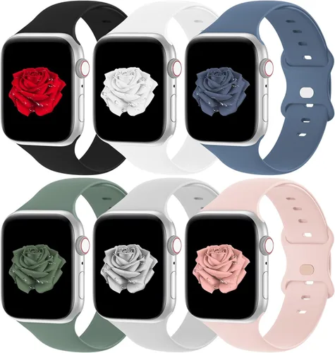 Vista 10 de Bandiction Compatible with Apple Watch Series 3 38mm Series 5 40mm iWatch Bands 38mm 40mm 41mm, Soft Silicone Sport Replacement Strap Compatible for