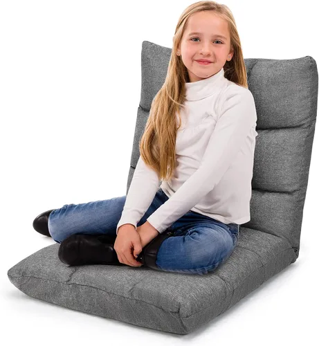 Vista 10 de Giantex Sofá de suelo, silla de videojuegos con 14 posiciones ajustables, respaldo acolchado, asiento acolchado para el suelo, silla plegable