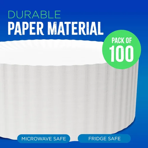 Vista 3 de Platos de papel de 9 pulgadas a granel Platos de papel blanco para fiestas Platos de papel desechables sin revestimiento para microondas