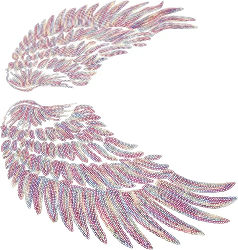 2pcs Embroidered Wing Design Clothes Applique Sequin Angel Wing Patch for Garment Repair and DIY Craft Decoration