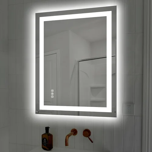 Vista 20 de Hivone - Espejo de baño LED de 24x30 pulgadas con luces, función antivaho, regulable, retroiluminado + iluminación frontal, espejo de tocador