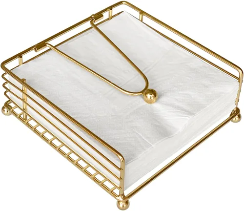 Vista 12 de hiwafifi Servilletero para mesa, dispensador de servilletas plano con brazo pesado, soporte cuadrado de papel de cóctel de elegante hierro rústico