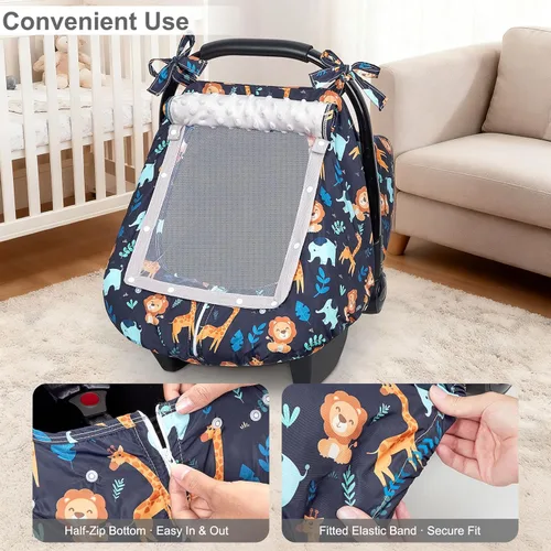 Vista 6 de FIOBEE Funda de asiento de automóvil para bebé, fundas de asiento de automóvil para bebés, toldo de asiento de automóvil infantil con ventana