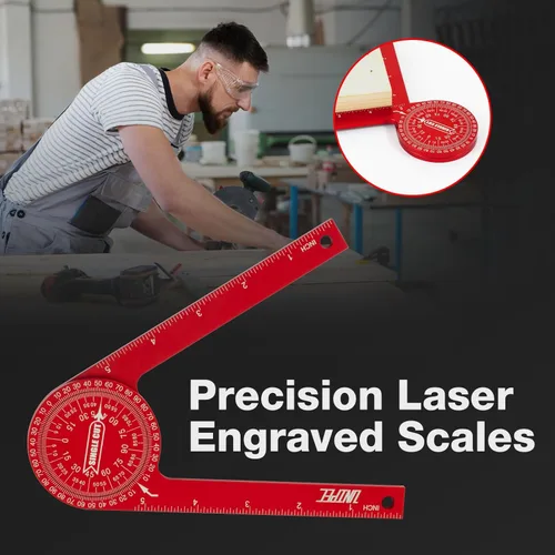 Vista 3 de Transportador de sierra ingletadora de aluminio de 7.3 pulgadas, buscador de ángulo a prueba de óxido con escalas grabadas con láser de precisión