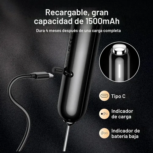 Vista 3 de InstaWhisk - Espumador de leche con velocidad variable, varita espumadora de café recargable con batidor doble desmontable, mezclador de bebidas