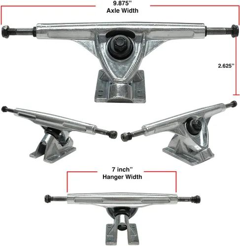 Vista 2 de Yocaher Longboard - Juego de ruedas para monopatín de 2.795 in + camiones de aluminio pulido de 7 pulgadas/7.087 in, rodamiento, almohadilla