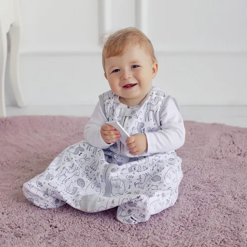 Vista 55 de Mama Cheetah Saco de dormir para bebé de 0.5 TOG, Manta portátil de algodón orgánico para bebé con cremallera bidireccional, Saco de dormir
