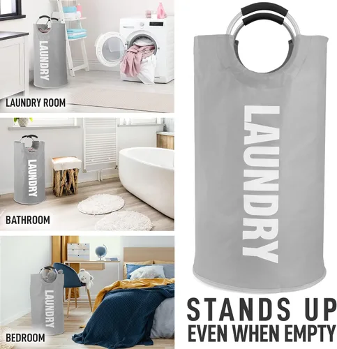 Vista 5 de Zulay Home Cesta de lavandería grande y resistente de 82 litros – Bolsa de lavandería acolchada antideslizante con asas – Cestas de lavandería