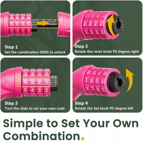 Vista 4 de Titanker Candado de bicicleta, cerradura de bicicleta de 4 pies, bloqueo de cable de 1/2 pulgada con soporte de montaje, accesorios de bicicleta