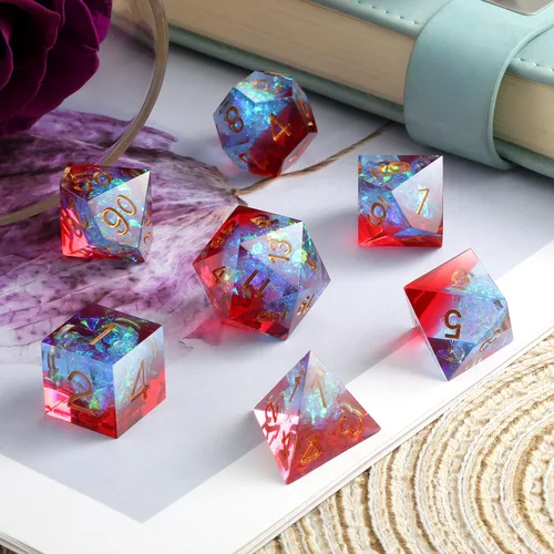 Vista 110 de DNDND Dados de Resina Ojo DND de Borde Afilado Dado de D&D con Estuche de Regalo para Juego de Dungeons and Dragons (Ojo de Dragón Verde)