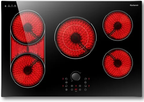 Vista 13 de Placa de cocción eléctrica empotrable de 30 pulgadas Karienvir, placa de cocción de 5 quemadores de 8500W, perilla antideslizante y control táctil