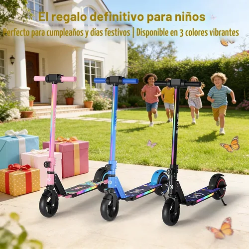 Vista 6 de SIMATE Electric Scooter for Kids 6-14, e Kick Scooter with LED Display and Colorful Lights, Adjustable Height and Foldable, Double Brake, Gifts for