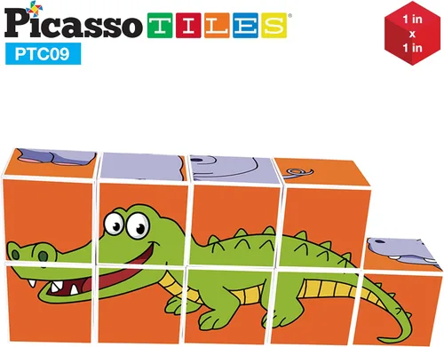 Vista 5 de PicassoTiles Rompecabezas de expresión magnética, bloque de construcción, mezcla y combinación, cubos magnéticos, juguetes sensoriales preescolares
