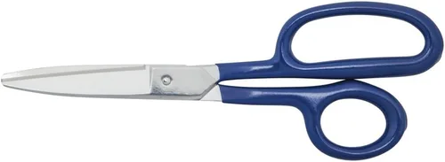 Vista 4 de Klein Tools G718LRCB Tijeras, fabricadas en Estados Unidos, tijeras de alfombra resistentes con anillo grande, asas curvas y puntas romas