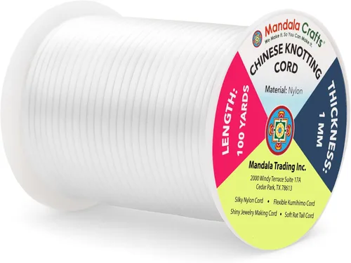 Vista 97 de Mandala Crafts Cordón de nailon satinado de 1/64 pulgadas (0.024 in), 100 yardas para pulseras, collares, joyas y adornos de macramé