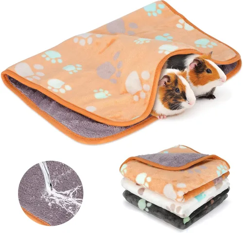 Vista 10 de YUEPET Paquete de 3 mantas impermeables de conejillo de indias, lavables para animales pequeños, forro polar suave para mascotas, cobayas, ropa