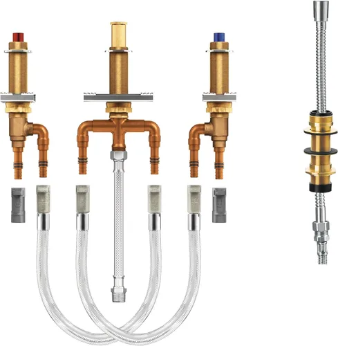 Vista 2 de Moen Grifo de bañera romana de dos manijas con desviador de ducha, conexión CPVC PEX de 1/2 pulgada, 9793