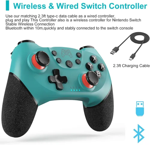 Vista 5 de Sefitopher Controlador de interruptor inalámbrico, controlador profesional compatible con Nintendo Switch, controlador de PC compatible con sensor