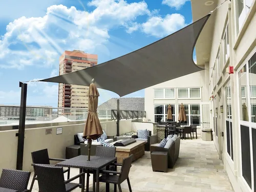 Vista 17 de diig - Toldo tipo vela para patios, pérgolas, patios traseros, jardines y exteriores, rectangular, tela para sombra que bloquea los rayos Arena