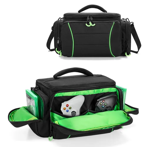 PGmoon Funda de transporte para consola de juegos compatible con Xbox Series X, bolsa de transporte portátil con suficientes salas de almacenamiento