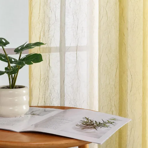 Vista 30 de OWENIE Cortinas transparentes degradadas para dormitorio, sala de estar, 96 Morado y dorado