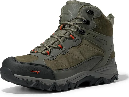NORTIV 8 Botas de senderismo impermeables para hombre, zapatos de montañismo para mochileros
