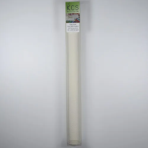Vista 2 de KCS 2 piezas de tela de costura de algodón Aida de punto de cruz de 15 x 18 pulgadas (blanco antiguo, 14 unidades)