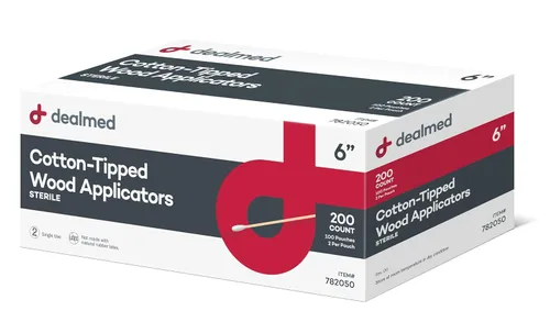Vista 3 de Dealmed Aplicadores de madera con punta de algodón de 6 pulgadas - 2,000 aplicadores estériles con punta de algodón para aplicación de medicamentos