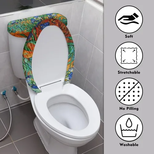 Vista 76 de Flashideas Juego de cubierta para tanque y tapa de inodoro con estampados de patas de perro coloridas - Elástico, se adapta a la mayoría de tanques