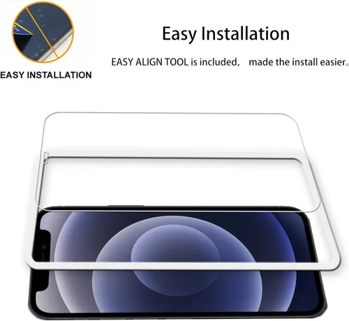 Vista 2 de Protector de pantalla para iPhone 12 mini vidrio templado, paquete de 2 protectores de lente de cámara, paquete de 2 con herramienta de alineación