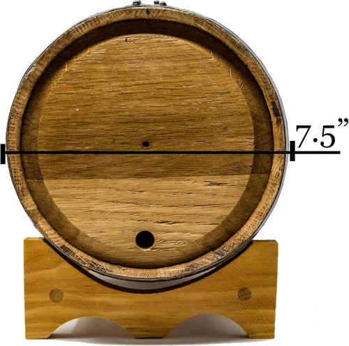 Vista 3 de Barriles de madera grabados de roble blanco americano de primera calidad (5 litros), barriles de madera para envejecer tu propio whisky, bourbon
