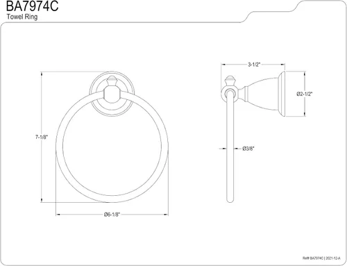 Vista 3 de Kingston Brass BA7974C English Vintage - Toallero, 6 pulgadas, cromo pulido