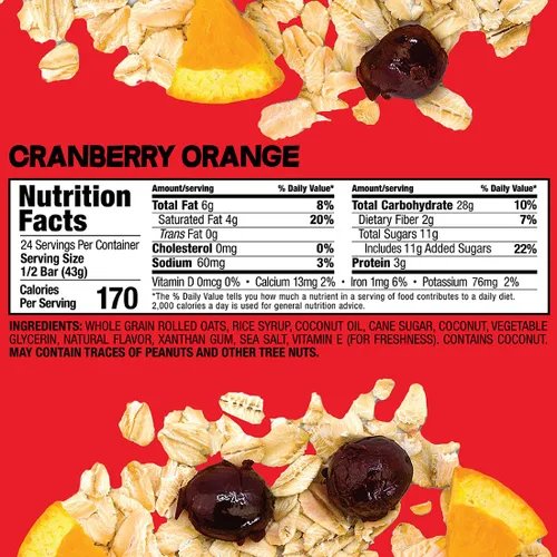 Vista 3 de Bobo's Barras de Arándano Naranja y Avena, Sin Gluten, Sin OGM, Avena Integral, Paquete de 12 Barritas de Snack Para Llevar Hechas