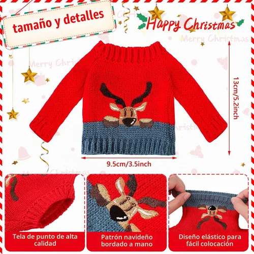 Vista 3 de Hungdao Juego de 9 accesorios para muñecas de Navidad, incluye orejeras, bufanda suave, suéter acogedor, tubo inflable para nieve, accesorio de ropa