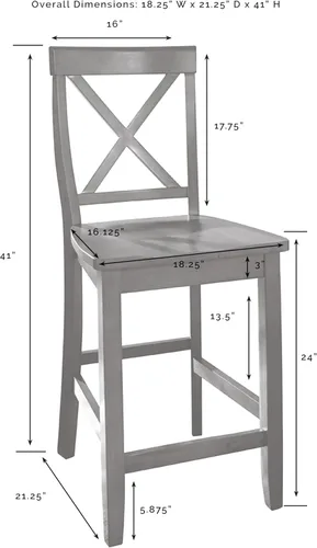 Vista 3 de Crosley Furniture X-Back Wood Counter Height Bar Stools Set of 2, Black, 24-inch