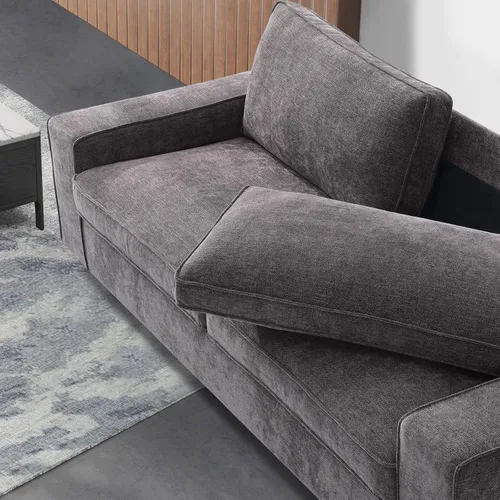 Vista 18 de LEISLAND Sofás modernos de 88.58 pulgadas para sala de estar, sofás y sofás de felpilla con reposabrazos cuadrados, cojín extraíble de respaldo bajo