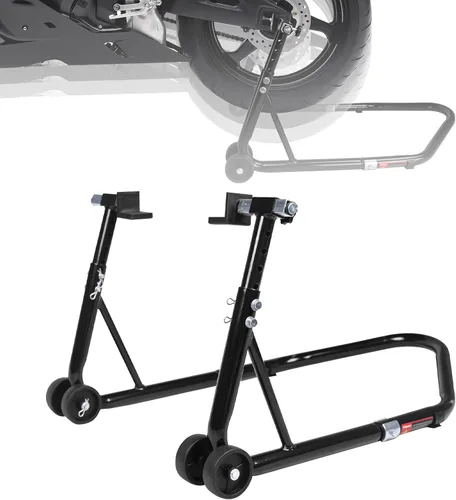 Vista 9 de Donext - Soporte para rueda delantera y trasera de motocicleta (850 lb), soporte de elevación de brazo oscilante, color negro, U+L